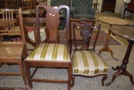 19TH CENTURY INTRICATELY CARVED MAHOGANY BEDROOM CHAIR, HEIGHT APPROX 73CM, TOGETHER WITH AN