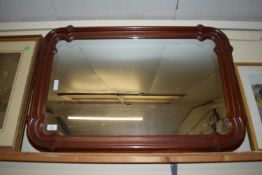 LARGE MIRROR IN SHAPED WOODEN FRAME