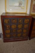 ORIENTAL STYLE HARDWOOD PHARMACY TYPE CHEST OF 16 DRAWERS, WIDTH APPROX 92CM MAX
