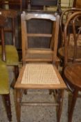 TWO SIMILAR CANE SEATED BEDROOM CHAIRS, EACH HEIGHT APPROX 86CM