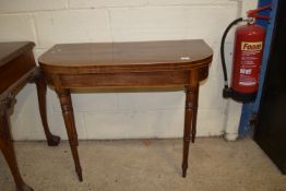 GOOD QUALITY LATE 19TH CENTURY MAHOGANY FOLDING TOP CARD TABLE WITH STRUNG DECORATION, WIDTH