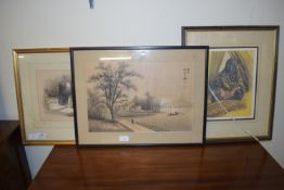 PRINT OF A RELIGIOUS SCENE TOGETHER WITH FURTHER PRINT AND AN ORIENTAL PRINT