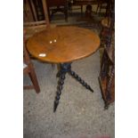 CIRCULAR TABLE WITH BOBBIN TURNED SUPPORTS, APPROX 53CM DIAM