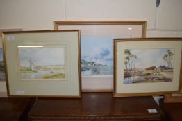 THREE WATERCOLOURS OF BROADS SCENE BY V CROWTHER, PLUS A PASTORAL SCENE BY HAMMOND PLUS ONE OTHER