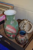 BOX CONTAINING CERAMIC ITEMS INCLUDING A STUDIO POTTERY VASE BY DAVID EELES, SHERPHERDWELL POTTERY