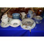 PORTMEIRION BOTANIC GARDEN BOWLS AND JUG TOGETHER WITH POTTERY ITEMS INCLUDING STUDIO POTTERY JUG