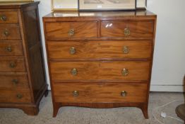 EARLY 20TH CENTURY MAHOGANY CHEST OF TWO SHORT OVER THREE LONG DRAWERS WITH STRUNG DECORATION, WIDTH