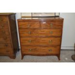 EARLY 20TH CENTURY MAHOGANY CHEST OF TWO SHORT OVER THREE LONG DRAWERS WITH STRUNG DECORATION, WIDTH