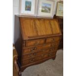 GOOD QUALITY FALL FRONT BUREAU WITH FITTED INTERIOR, WIDTH APPROX 96CM