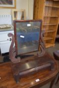 LATE 19TH/EARLY 20TH CENTURY TABLE TOP SWING MIRROR WITH TWO DRAWERS BELOW, 68CM HIGH