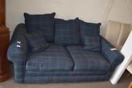 MODERN TARTAN UPHOLSTERED SOFA BED, 176CM WIDE