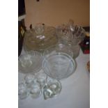 GLASS WARES TO INCLUDE LEAF PATTERN DISHES ETC