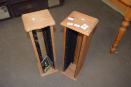 TWO PINE CD RACKS, 69CM HIGH