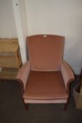 MODERN REPRODUCTION PINK UPHOLSTERED ARMCHAIR, 83CM HIGH