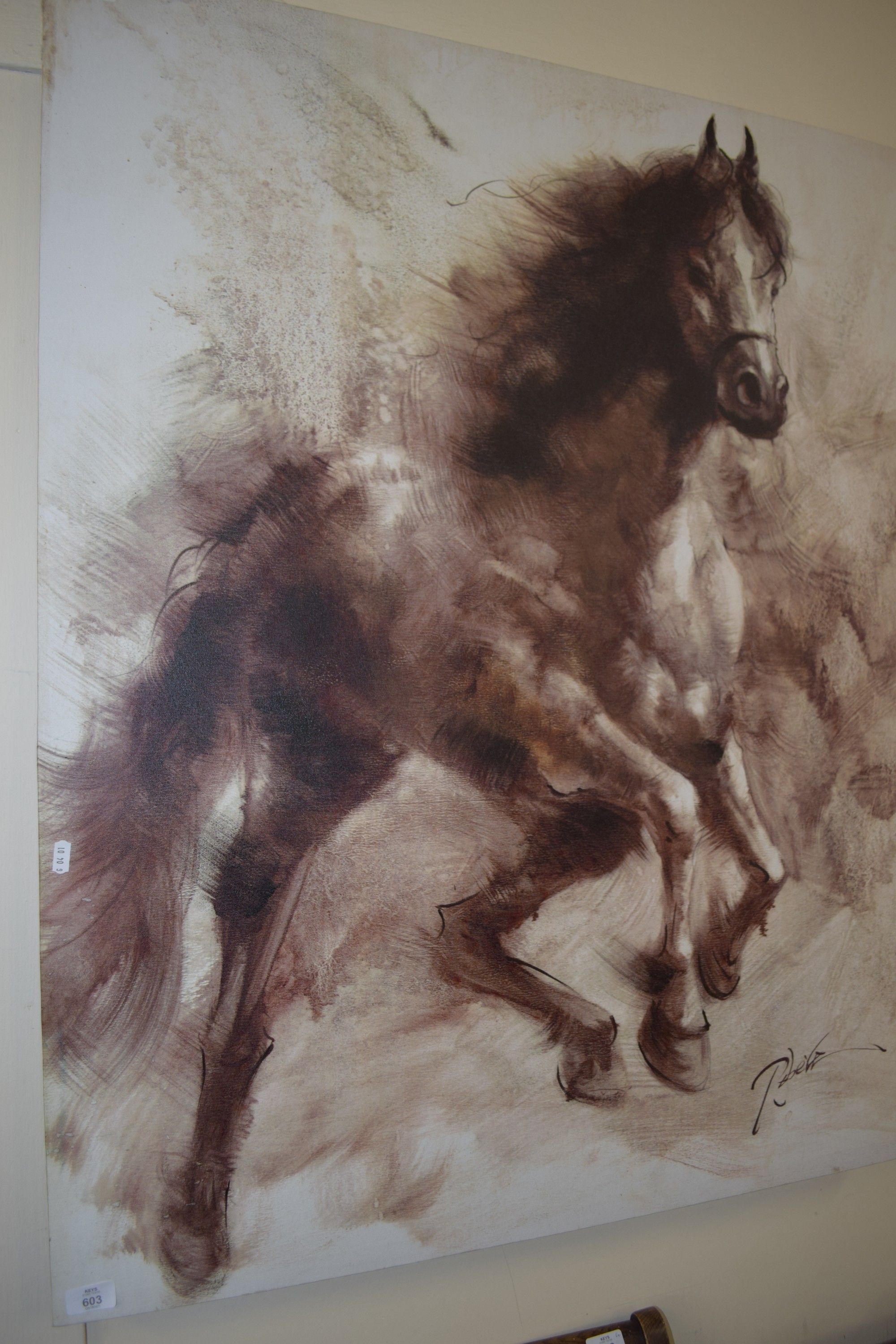 LARGE MODERN CANVAS PRINT OF A HORSE 90 X 110CM