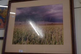 FRAMED PHOTOGRAPHIC PRINT OF A WHEATFIELD, 70 X 60CM
