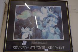 FRAMED PRINT "ORCHARD TREE KEY WEST" A WATERCOLOUR BY ROBERT E KENNEDY 1989, 63 X 73CM