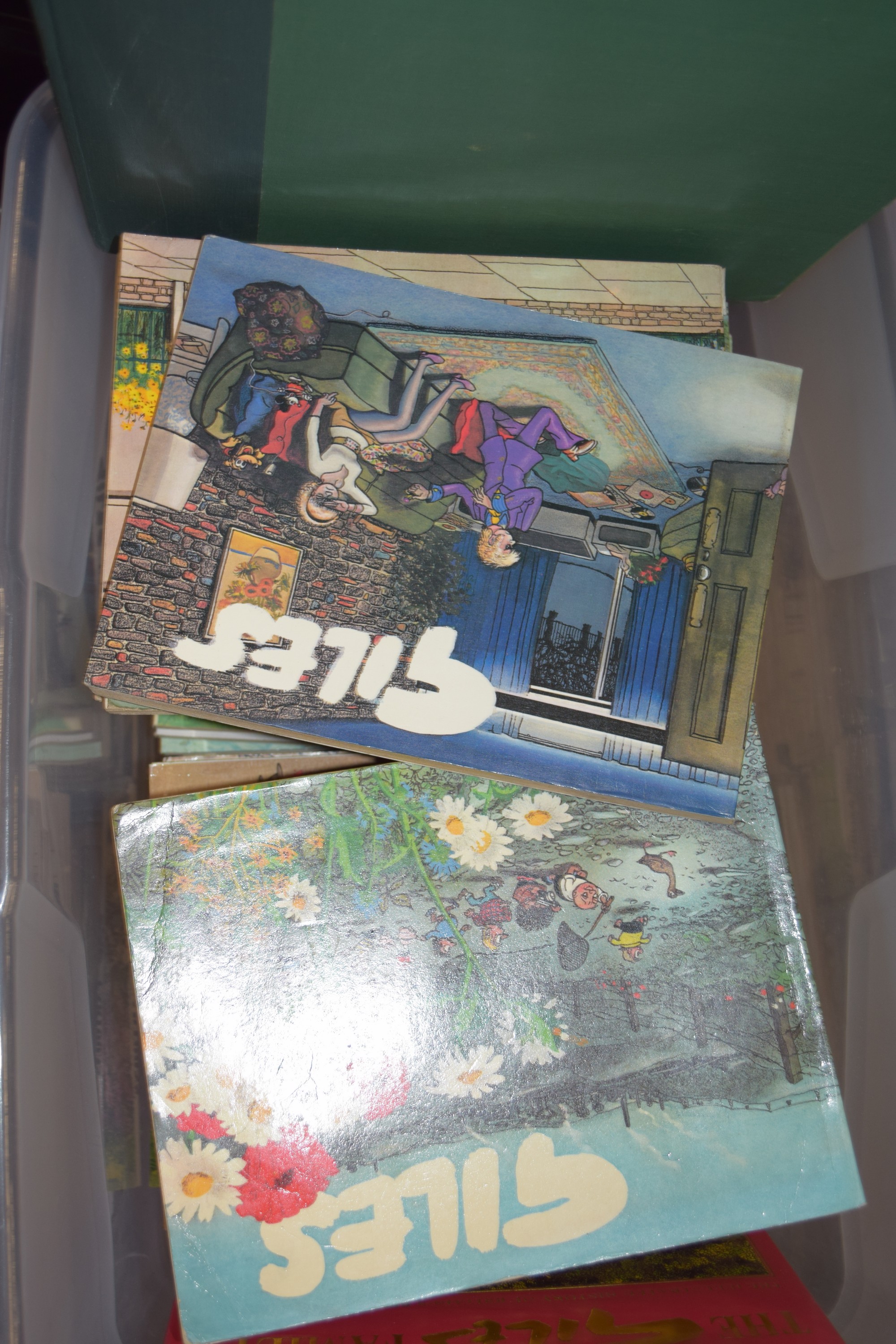 BOX CONTAINING GILES CARTOONS PLUS THE GILES FAMILY ILLUSTRATED BOOK