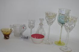 Group of various glass wares, late 19th/early 20th century, including assortment of two engraved cut