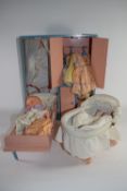 1950s Doll Play Set, comprising wooden wardrobe (with hanging rail and drawers) with folding bed,