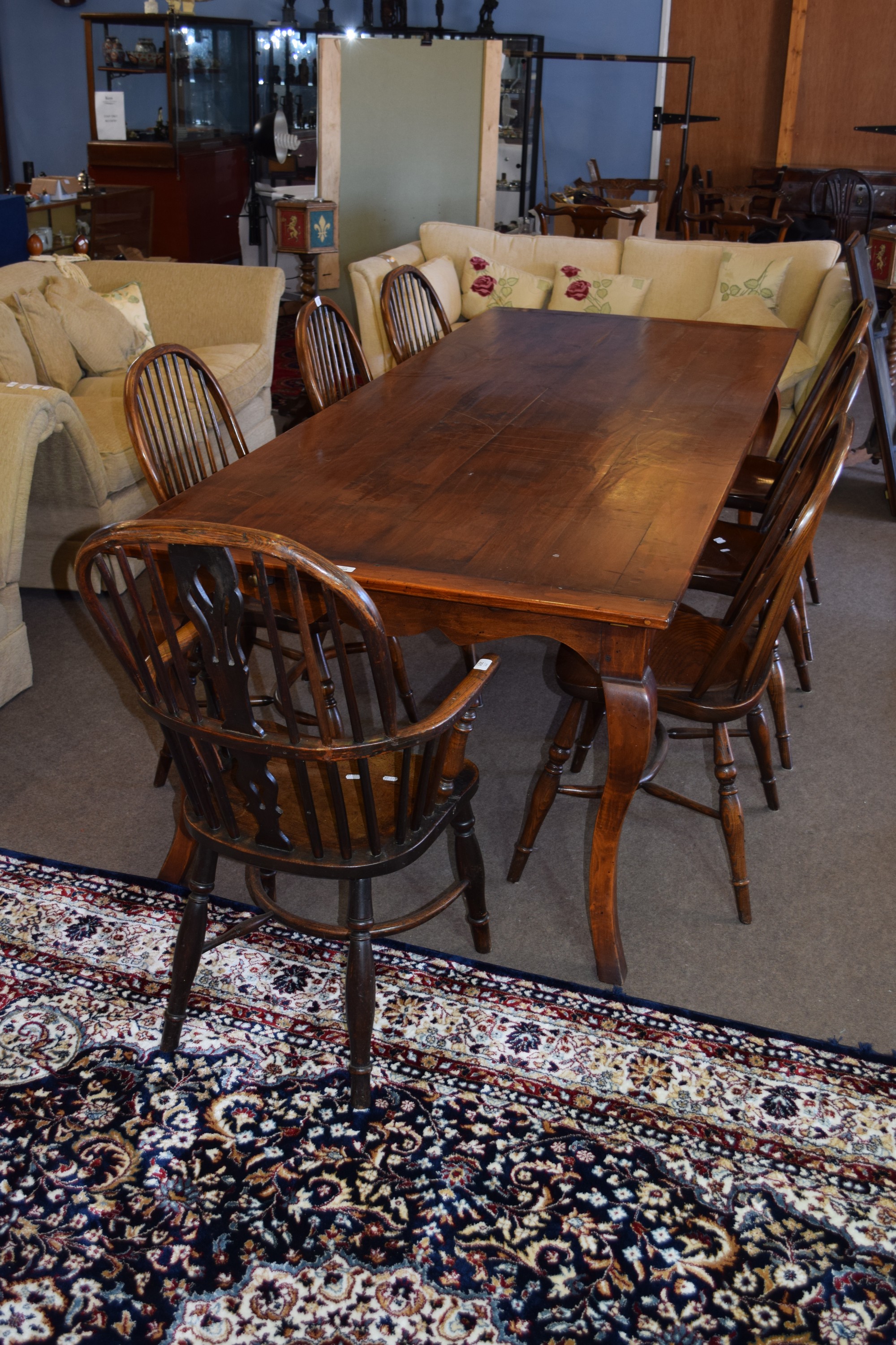 Large and impressive modern fruitwood dining table, by Eric Bates & Sons, & stickback Chairs - Image 2 of 4