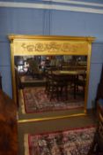 An impressive reproduction gilt framed overmantel mirror, approx 151cm wide