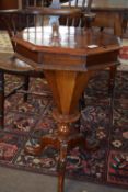 19th century octagonal sewing box, approx 44cm