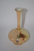 Royal Worcester vase of elongated form, blush ground decorated with flowers