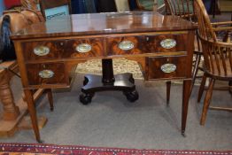 19th century mahogany dressing table raised on tapered feet, approx 107 x 51cm