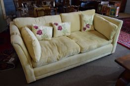 Mark Elliot cream fabric covered three-seater settee with four removable cushions and five