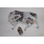 Large Royal Copenhagen model of a cow together with a further Copenhagen small model of a