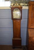 19th century oak cased longcase clock, featuring a hand painted dial with Arabic numerals, with