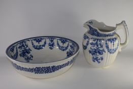 Late 19th century large Wedgwood jug and bowl in the Galatea pattern, the bowl 40cm diam