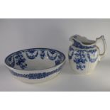 Late 19th century large Wedgwood jug and bowl in the Galatea pattern, the bowl 40cm diam