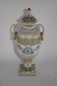 Dresden vase and cover decorated in Sevres style with a floral decoration with similar decoration to