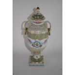 Dresden vase and cover decorated in Sevres style with a floral decoration with similar decoration to