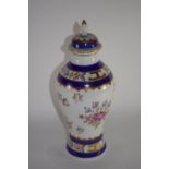 Dresden porcelain vase with armorial device to the centre and floral decoration, the cover with