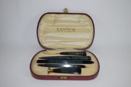 Boxed set of writing implements with green and black onyx design by Kaweco, in original box,