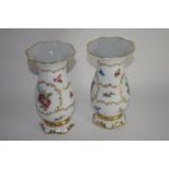 Pair of Continental porcelain Dresden style vases decorated with flowers in Meissen style, picked