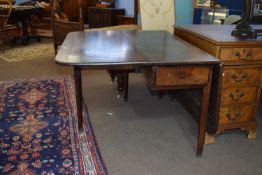 Early 19th century oak drop leaf table, raised on tapered gate legs, approx 121cm x 146cm extended