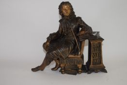 Spelter figure depicting seated figure, possibly Sir Isaac Newton, height approx 24cm