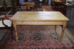19th century pine kitchen table, fitted at one end with a drawer, approx 89 x 152cm