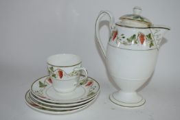 Small Wedgwood Coffee Post and selection of Saucers and Cup, all hand finished, some marked for