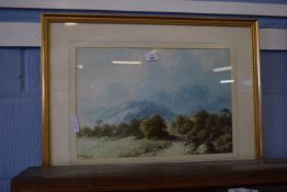 Pair of indistinctly signed watercolours of heathland scene and beach scene, each approx 31 x 46cm