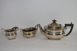 Silver plated three-piece tea service, retailed by Harrods