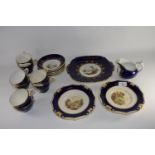 Part 19th century English porcelain tea set comprising sandwicih plate, 2 shaped plates, 6 saucers