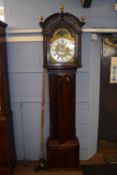 20th century mahogany long cased clock with silvered Roman chapter ring surrounding a subsidiary