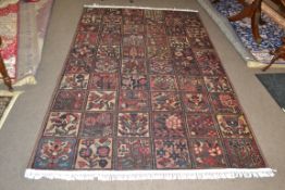 Vintage Persian Baktia Carpet, with all-over panelled design 260cm x 167cm approximately