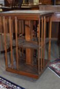 Early 20th century revolving bookcase, approx 47cm square