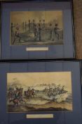 Pair of coloured Engravings, Royal Horse Artillery, Action in review order,